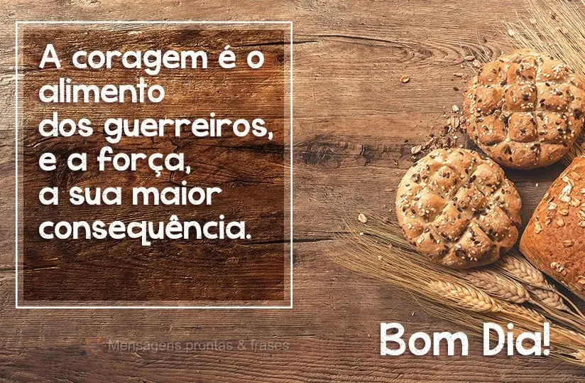 A coragem é o alimento dos guerreiros e a força, a sua maior consequência. Bom dia!