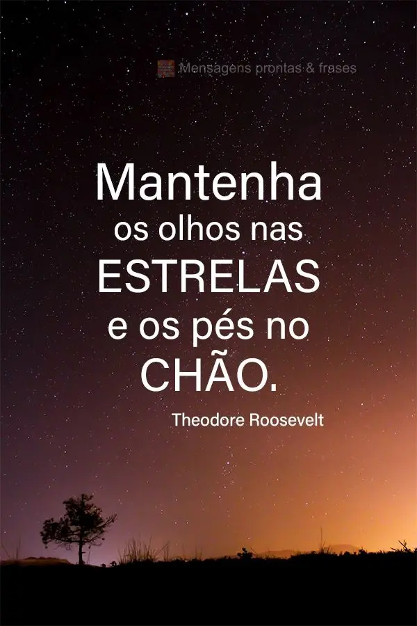 Mantenha os olhos nas estrelas e os pés no chão.
 Theodore Roosevelt