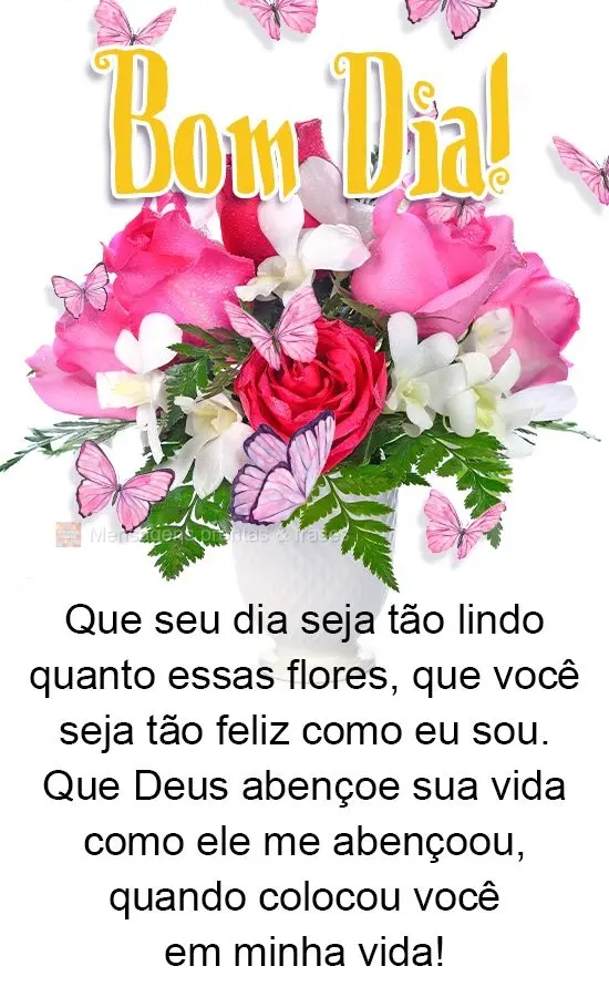 Que seu dia seja tão lindo quanto essas flores, que você seja tão feliz como eu sou. Que Deus abençoe sua vida como ele me abençoou quando colocou v...