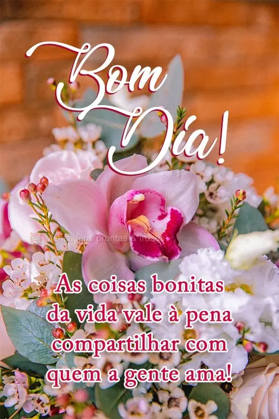 As coisas bonitas da vida valem a pena compartilhar com quem a gente ama!
 Bom Dia!