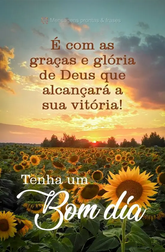 É com as graças e glórias de Deus que alcançará a sua vitória! 
 Tenha um Bom Dia!