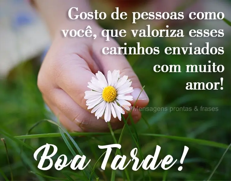 Gosto de pessoas como você, que valoriza esses carinhos enviados com muito amor! 
 Boa Tarde!