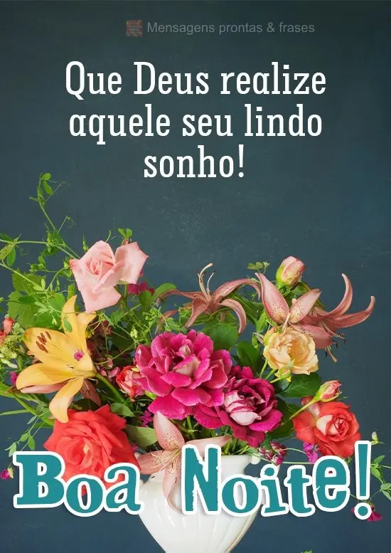 Que Deus realize aquele seu lindo sonho! 
 Boa Noite!