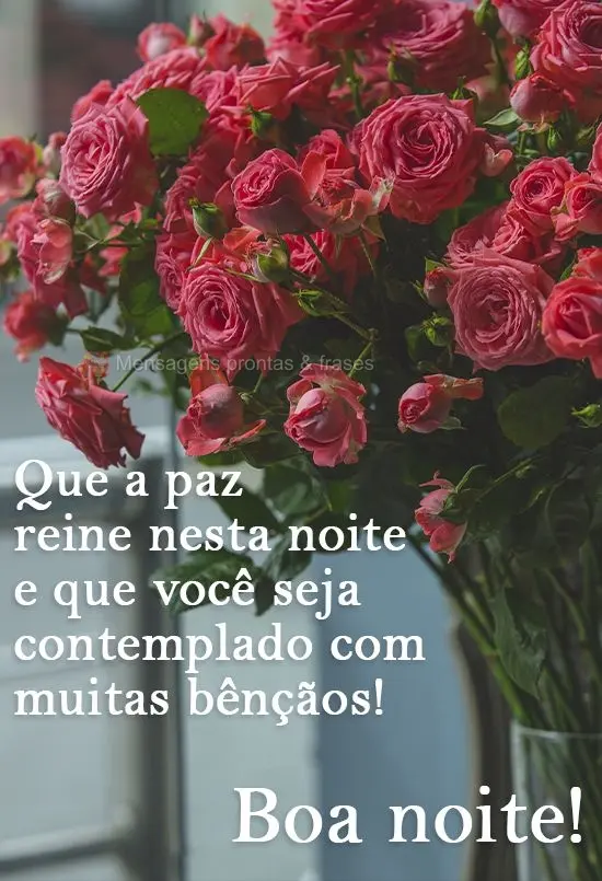 Que a paz reine nesta noite e você seja contemplado com muitas bênçãos! 
 Boa noite!