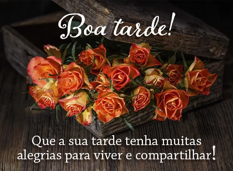 Que a sua tarde tenha muitas alegrias para viver e compartilhar! Boa tarde!