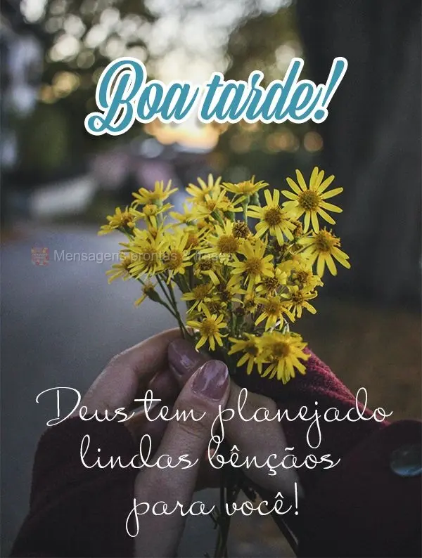 Deus tem planejado lindas bênçãos para você! Boa tarde! 