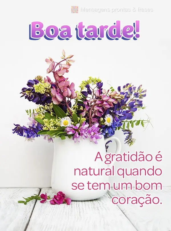 A gratidão é natural quando se tem um bom coração. Boa tarde!