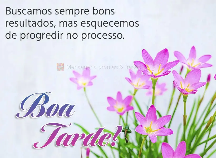 Buscamos sempre um bom resultado, mas esquecemos de progredir no processo. Boa tarde!