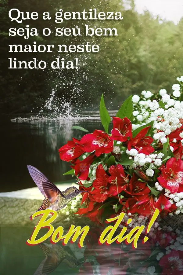Que a gentileza seja o seu bem maior neste lindo dia! Bom dia!