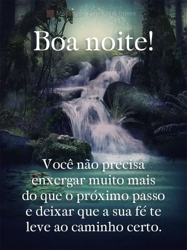 Você não precisa enxergar muito mais do que o próximo passo e deixar que a sua fé te leve ao caminho certo. Boa noite!