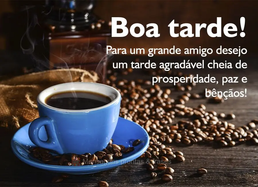 Para um grande amigo desejo um tarde agradável cheia de prosperidade, paz e bênçãos! Boa tarde!