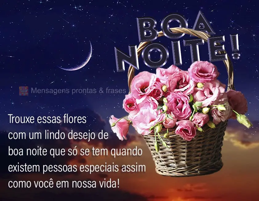 Trouxe essas flores com um lindo desejo de boa noite que só se tem quando existem pessoas especiais assim como você em nossa vida! Boa noite!