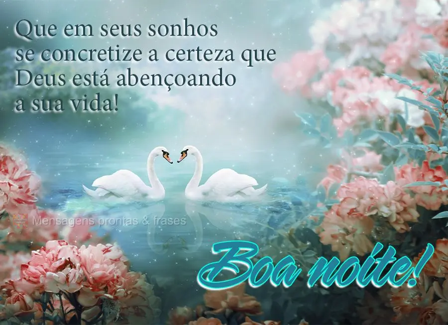 Que em seus sonhos se concretize a certeza que Deus está abençoando a sua vida! Boa noite! 