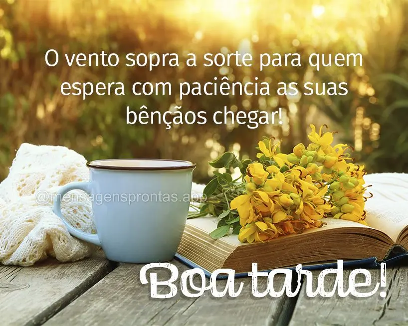 O vento sopra a sorte para quem espera com paciência as suas bênçãos chegar!  Boa tarde!