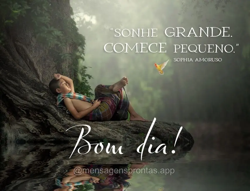 “Sonhe grande. Comece pequeno.”  Bom dia! Sophia Amoruso