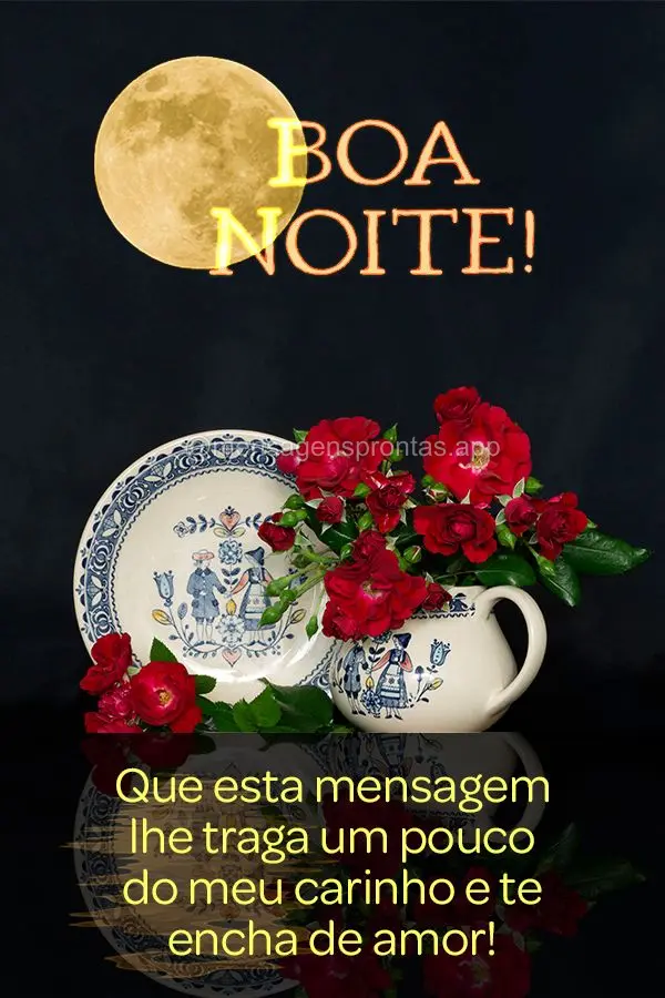 Que esta mensagem lhe traga um pouco do meu carinho e te encha de amor!  Boa noite!