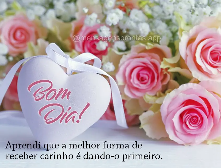 Aprendi que a melhor forma de receber carinho é dando-o primeiro. Bom dia!