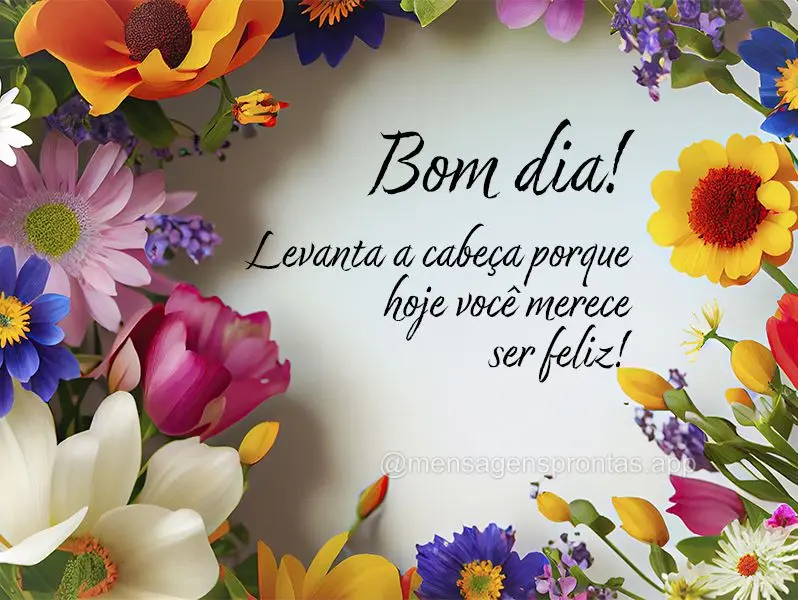 Levanta a cabeça porque hoje você merece ser feliz! Bom dia! 