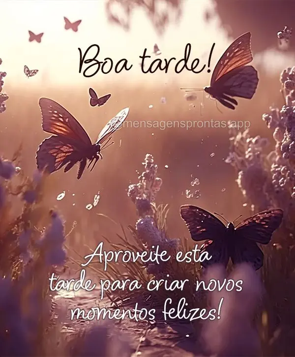Aproveite esta tarde para criar novos momentos felizes! Boa tarde! 