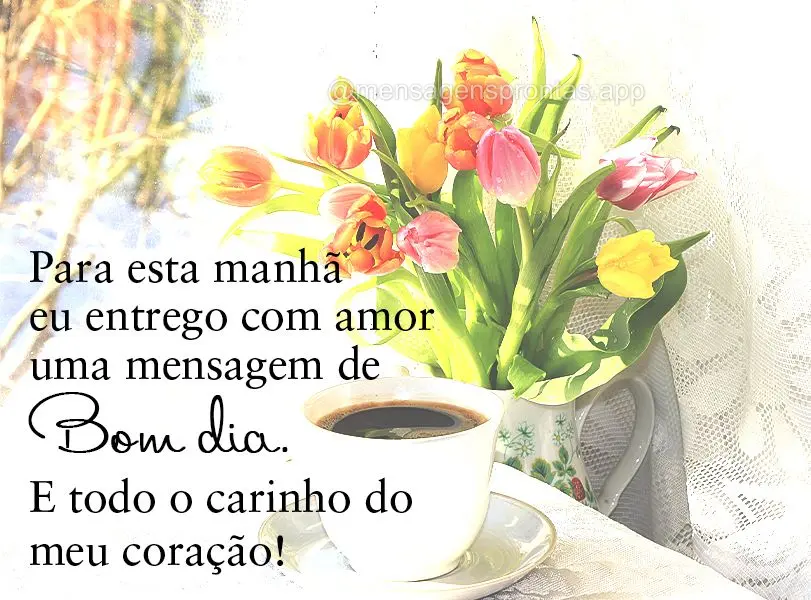 Para esta manhã eu entrego com amor uma mensagem de Bom dia. E todo o carinho do meu coração!