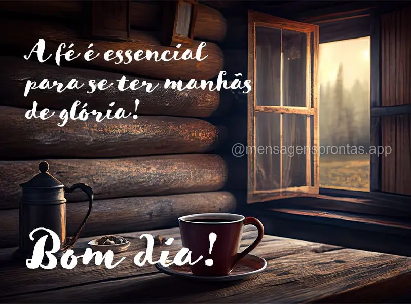 A fé é essencial para se ter manhãs de glória! Bom dia!