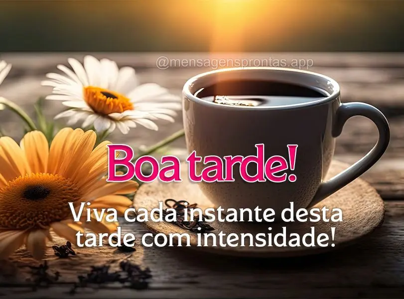 Viva cada instante desta tarde com intensidade! Boa tarde!