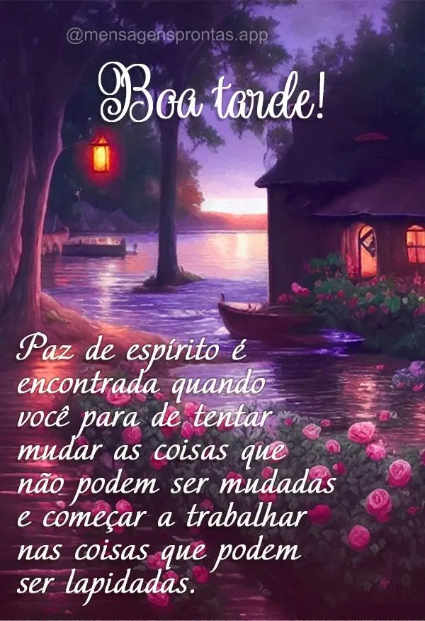 Paz de espírito é encontrada quando você parar de tentar mudar as coisas que não podem ser mudadas e começar a trabalhar nas coisas que podem ser la...