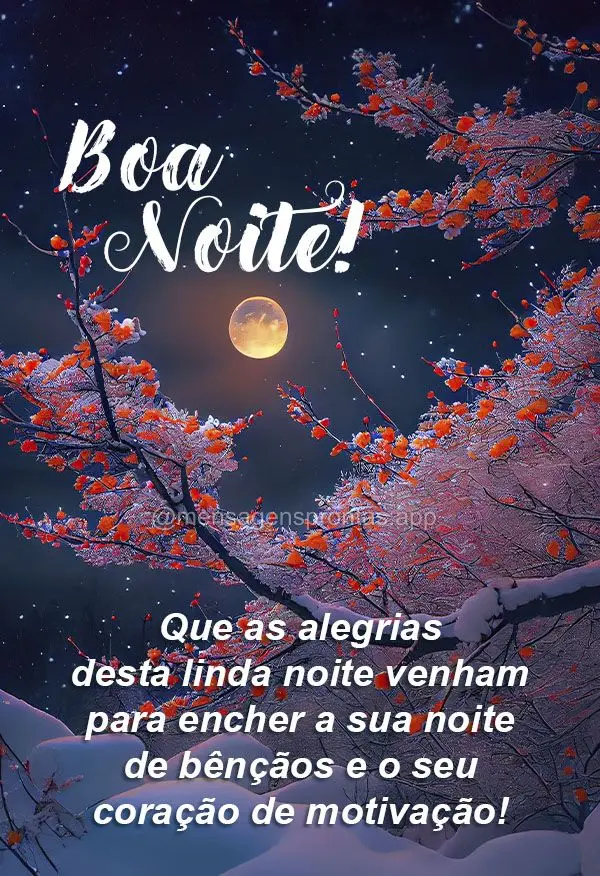Que as alegrias desta linda noite venham para encher a sua noite de bênçãos e o seu coração de motivação! Boa noite!