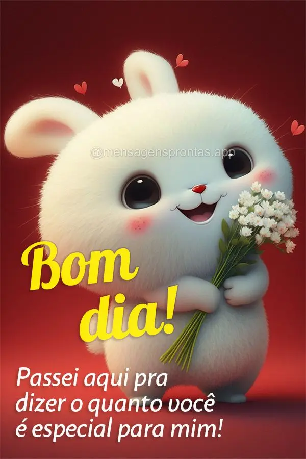 Passei aqui pra dizer o quanto você é especial para mim! Bom dia!