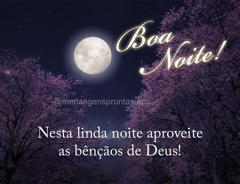 Nesta linda noite aproveite as bênçãos de Deus! Boa noite!