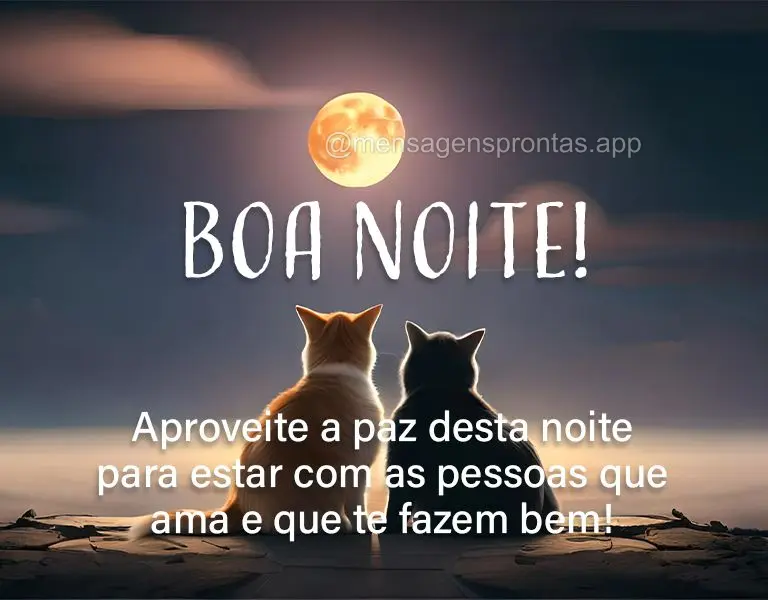 Aproveite a paz desta noite para estar com as pessoas que ama e que te fazem bem! Boa noite!