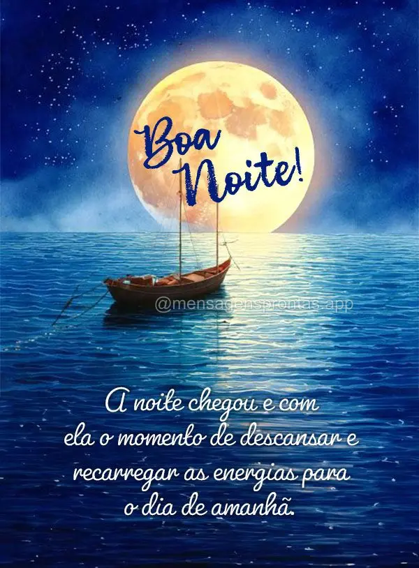 A noite chegou e com ela o momento de descansar e recarregar as energias para o dia de amanhã. Boa noite!