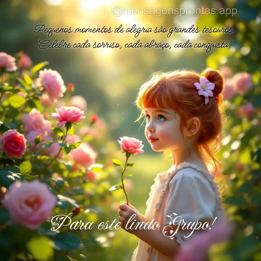 Pequenos momentos de alegria são grandes tesouros. Celebre cada sorriso, cada abraço, cada conquista.
 Para este lindo Grupo!