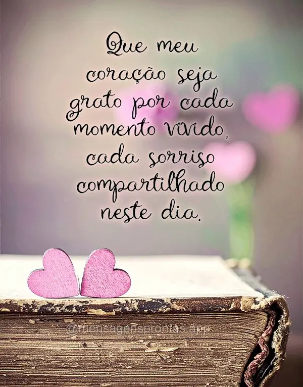 Que meu coração seja grato por cada momento vivido, cada sorriso compartilhado neste dia.