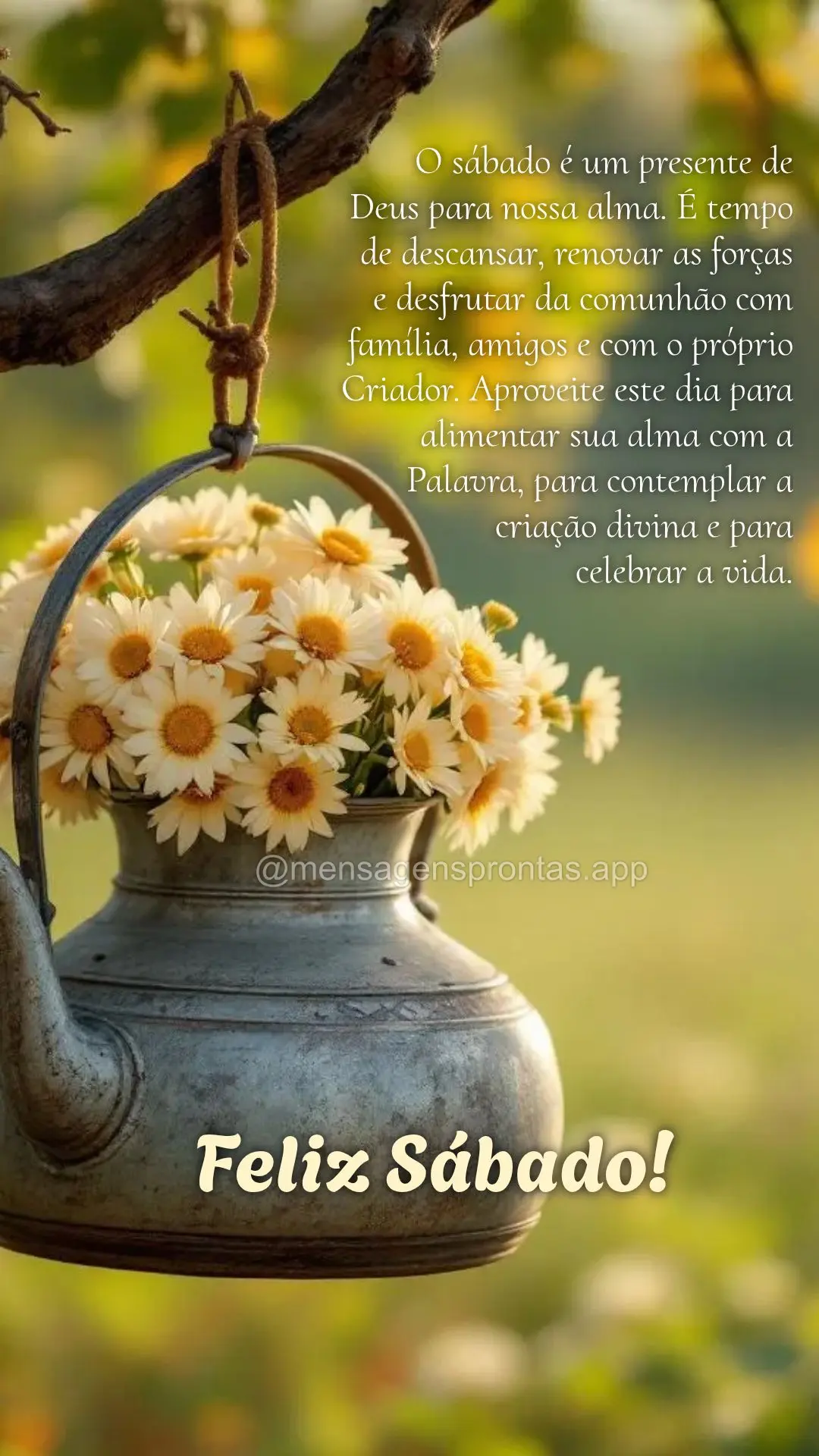 O sábado é um presente de 
Deus para nossa alma. É tempo 
de descansar, renovar as forças 
e desfrutar da comunhão com família, amigos e com o p...