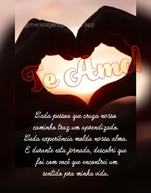 Cada pessoa que cruza nosso caminho traz um aprendizado. Cada experiência molda nossa alma. E durante esta jornada, descobri que foi com você que encon...