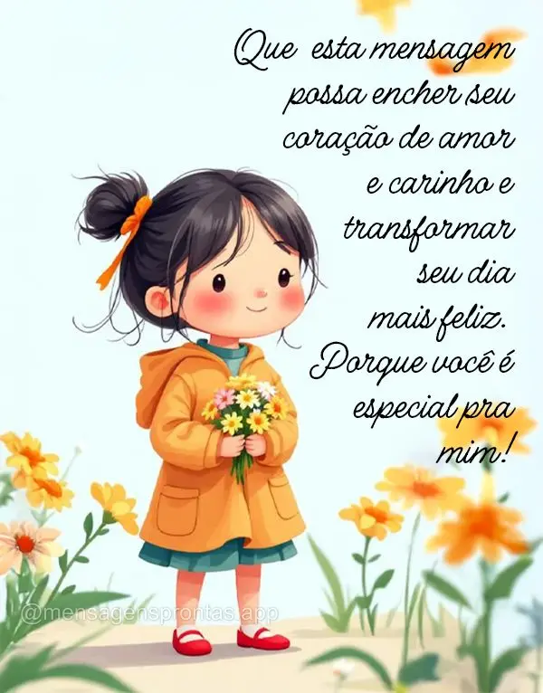 Que esta mensagem possa encher seu coração de amor e carinho e transformar 
seu dia mais feliz. Porque você é  especial pra mim!