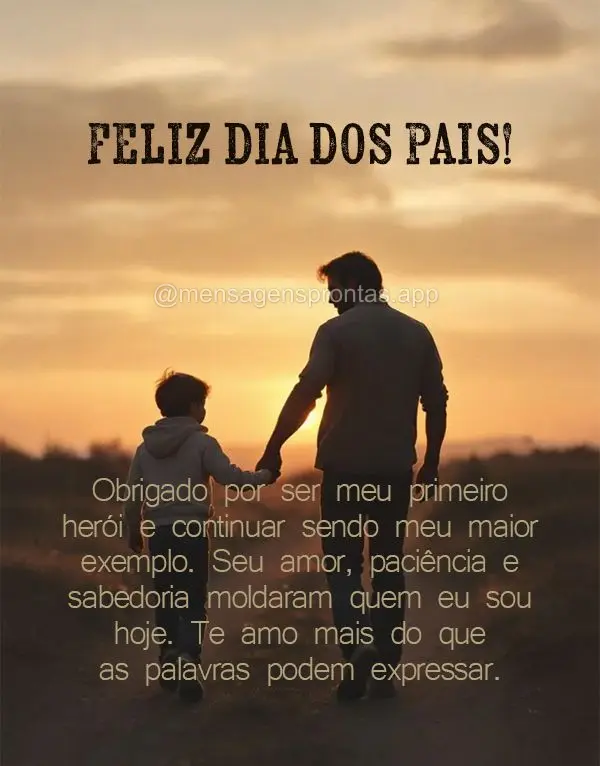 Obrigado por ser meu primeiro herói e continuar sendo meu maior exemplo. Seu amor, paciência e sabedoria moldaram quem eu sou hoje. Te amo mais do que ...