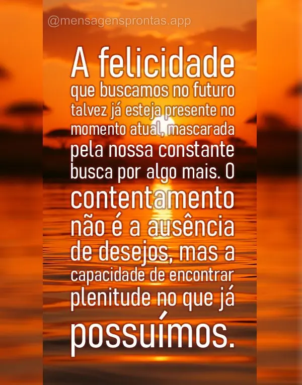 A felicidade que buscamos no futuro talvez já esteja presente no momento atual, mascarada pela nossa constante busca por algo mais. O contentamento não...