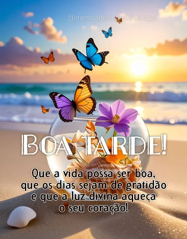 Que a vida possa ser boa, que os dias sejam de gratidão e que a luz divina aqueça o seu coração! Boa tarde!