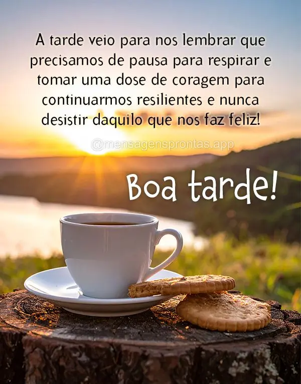 A tarde veio para nos lembrar que precisamos de pausa para respirar e tomar uma dose de coragem para continuarmos resilientes e nunca desistir daquilo qu...