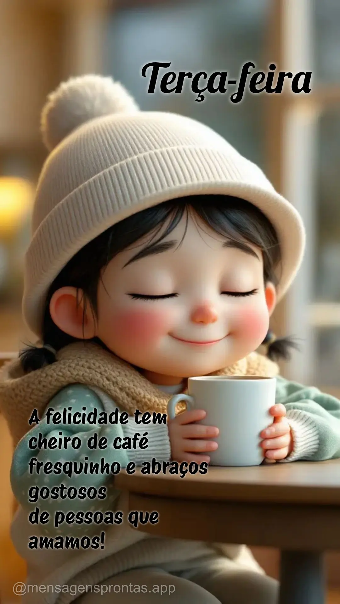 A felicidade tem cheiro de café fresquinho e abraços gostosos 
de pessoas que amamos! Terça-feira