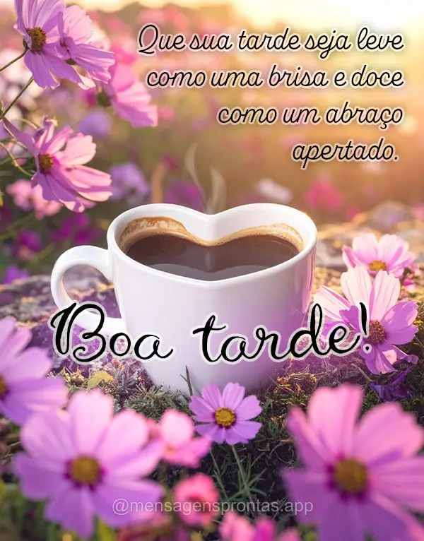 Que sua tarde seja leve como uma brisa e doce como um abraço apertado. Boa tarde!