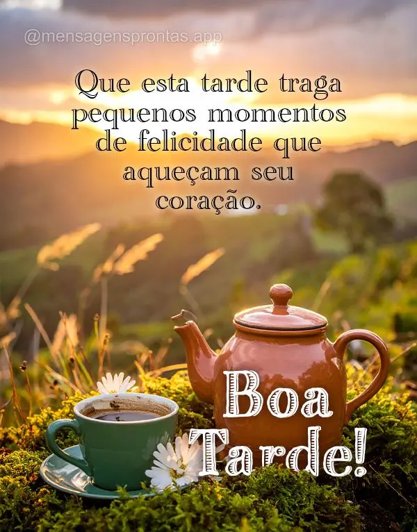 Que esta tarde traga pequenos momentos de felicidade que aqueçam seu coração. Boa tarde!