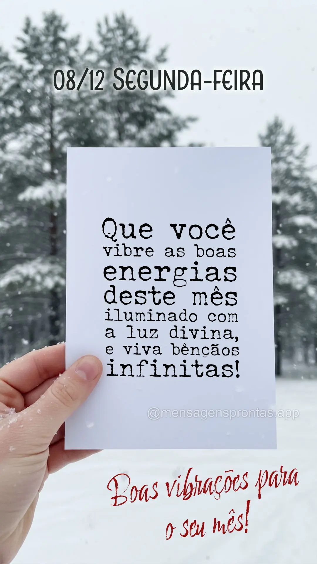 Que você vibre as boas energias deste mês iluminado com a luz divina, e viva bênçãos infinitas. Boas vibrações para o seu mês! 08/12 Segunda-feir...